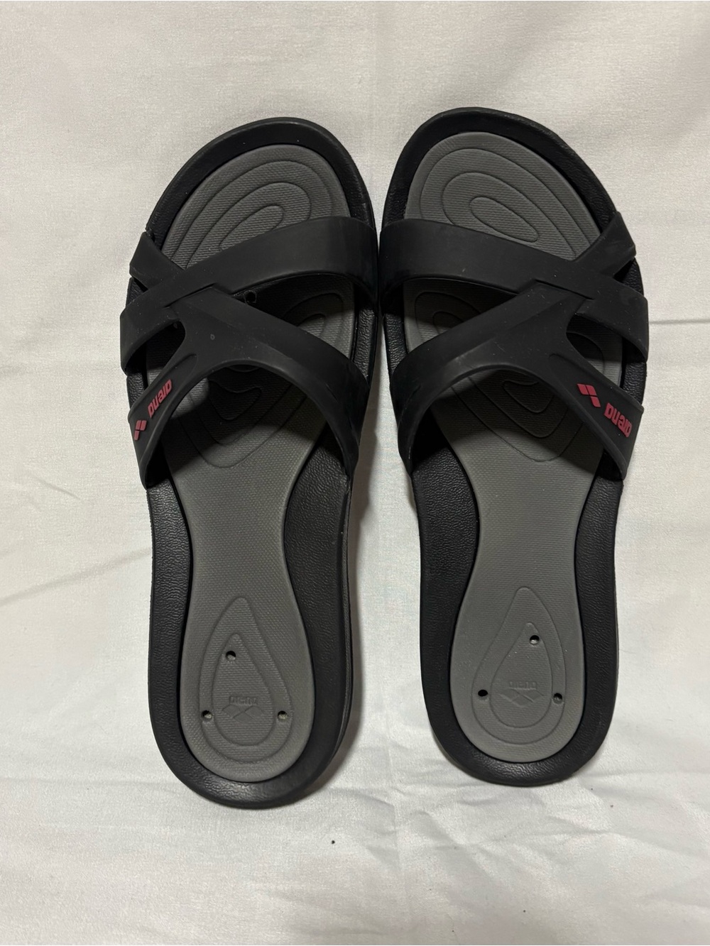 Arena Black Grey Slide Sandals Pool Shower Slides EU 41 US 10